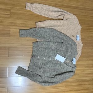 Two New Heartloom Cardigans Sz Small & XS Pearl Buttons Soft Wool Blend